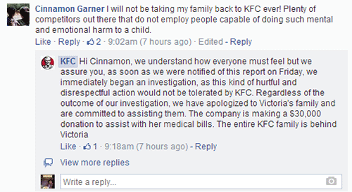 kfc facebook responding