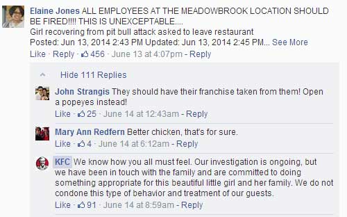 KFC Facebook Criticism